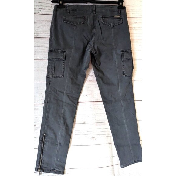 Michael Kors Size 4 Women Cargo Pants Jeans Gray Low Rise Inseam 28 in. 6 Pocket - Picture 2 of 16